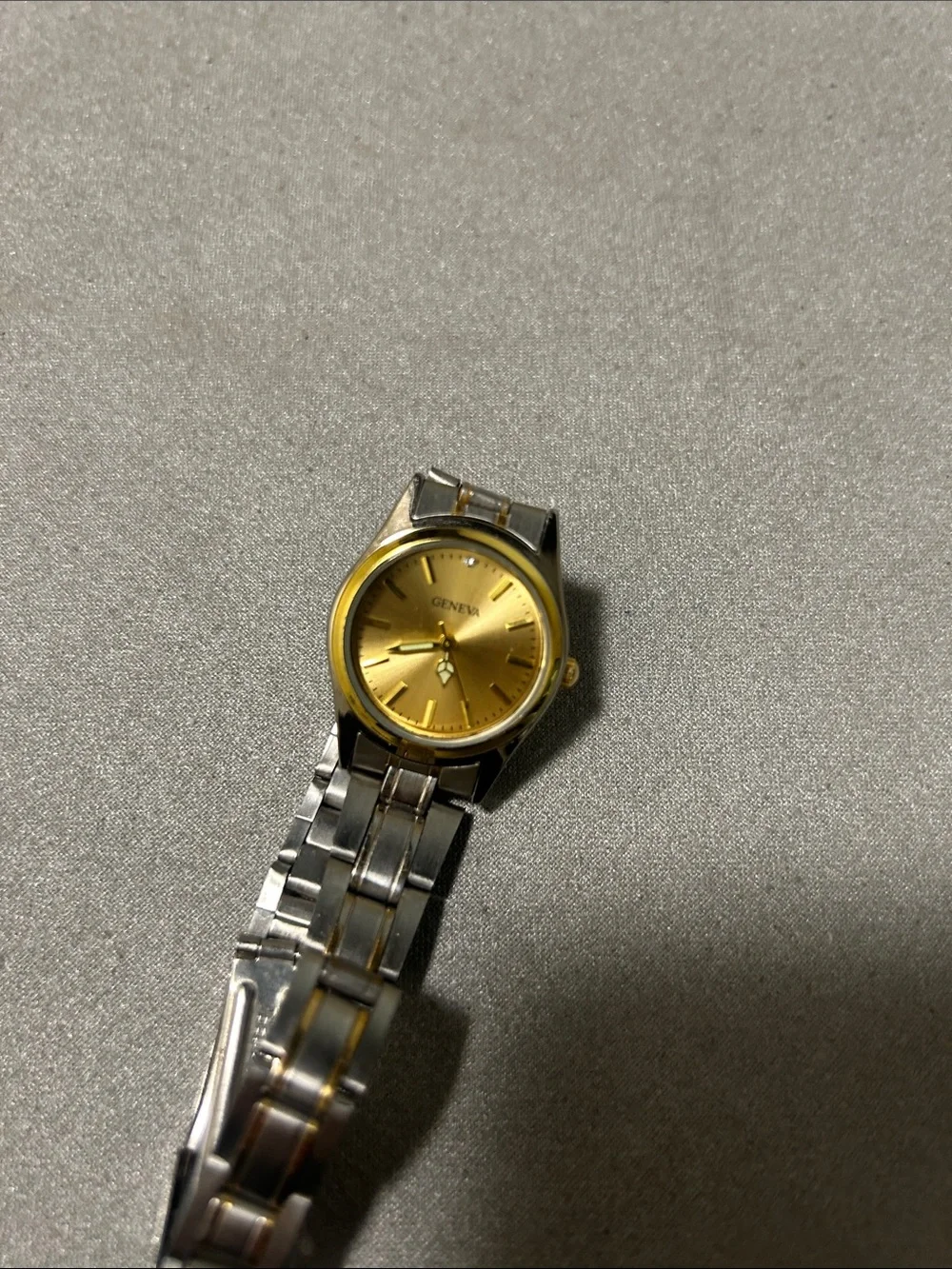 Geneva Two-Tone Silver and Gold Bracelet Watch